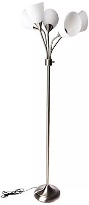 720522 Multiwhite Shade Floor Lamp Adjustable Gooseneck Arms Silver • $59.79