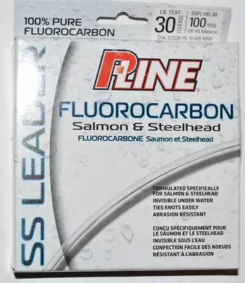 P-line Ss Leader Salmon Steelhead 100yds Lo-vis Fluorocarbon Fishing Line 30LB • $24.95