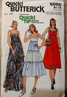 VTG 70's BUTTERICK PATTERN 6080-JUNIORS HIGHWAISTED DRESS SIZE 5JP UNCUT • $6.95