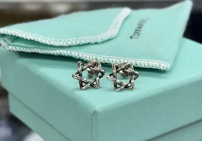 Tiffany & Co 925 Silver Star Of David Peretti Stud Earrings Very Rare • $599.99