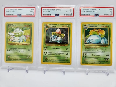 $75 • Buy Pokemon 1999 Base Set Unlimited Venusaur Holo, Ivysaur, & Bulbasaur PSA 7, 8, 9
