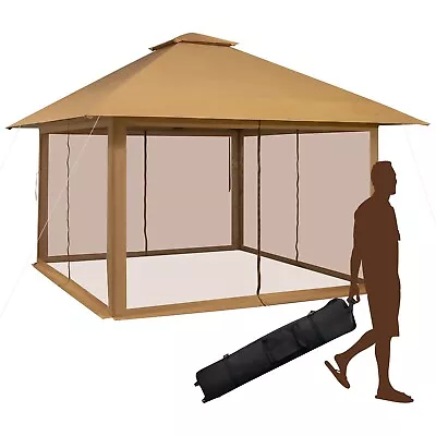4m X 4m Pop Up Gazebo Tent Instant Setup Canopy Tent With Netting Mesh Sidewalls • £179.95