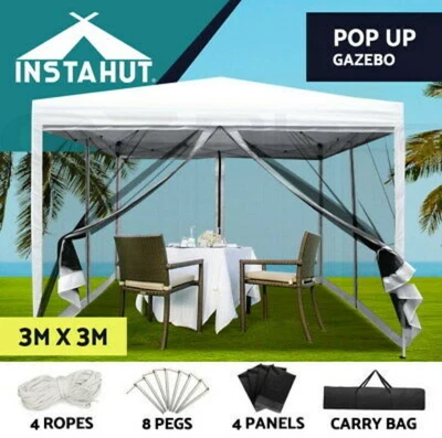$100 • Buy Instahut Gazebo Pop Up 3x3 Wedding Mesh Side Wall Marquee Outdoor Gaze