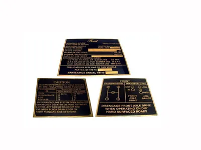 Jeep Gpw Ford Mid Production Brass Data Plate Set G503 Wwii Ww2 (u) • $19.50