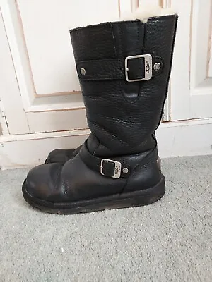 Original Kensington Ugg Boots Black Real Sheepskin Snow Boots Uk 5.5 Eu38 • £60