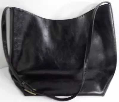 Vintage Antik Kraft Black Leather Purse Satchel Shoulder Bag Tote Carry On • $22.34