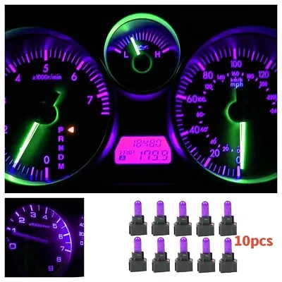 10pcs T5 B8.5D 1.2w 12v  SMD  Purple Car LED Dashboard Instrument Light Bulb • $13.49