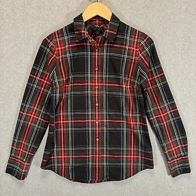 J.CREW Perfect Button Down Shirt Tartan Plaid Dressy Cotton Women’s 4T 4 Tall • $17.95