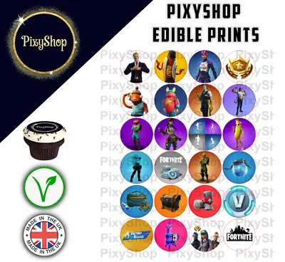 24x Fortnite Cupcake Cake Toppers Decorations Edible Icing Sheet *Pre Cut* • £7.99