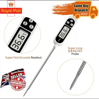 £3.59 • Buy Digital Food Thermometer Probe Temperature Kitchen Cooking BBQ Milk Jam