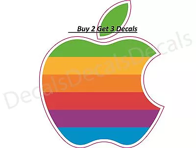 Apple Rainbow Sticker  Decal FREE SHIPPING Mac Book IPhone 3x3.5  AAPL P277 • $3.59