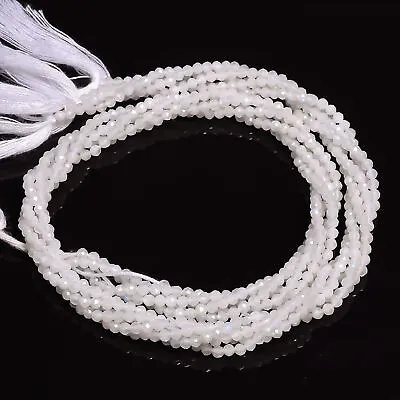 2 Mm Natural White Rainbow Moonstone Faceted Round Rondelle Beads 33 Cm Strand • $4.95