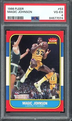 1986 Fleer #53 Magic Johnson PSA 4 Los Angeles Lakers HOF Basketball Card • $44.98