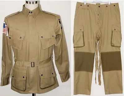 WWII US Army M1942 M42 Airborne Paratrooper Uniform Jumpsuit Jacket Trousers XXL • $99.02