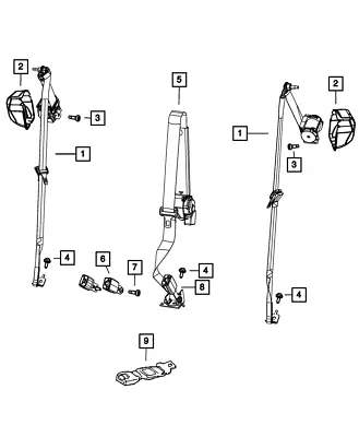 Genuine Mopar Rear Inner Seat Belt 6KJ03DX9AA • $36.67