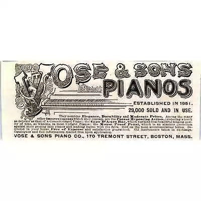 Vose & Sons Pianos Boston MA C1890 Victorian Ad AE8-CH5 • $27