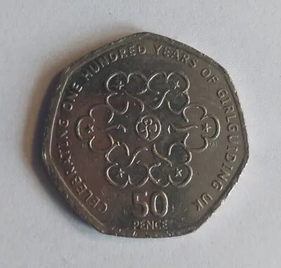 2010 100 YEARS OF GIRL GUIDING 50p CIRCULATED. • £2