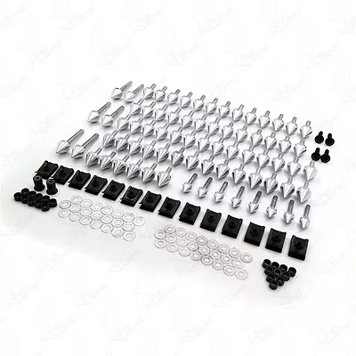 $44.39 • Buy Universal Spike Fairing Bolt Kit Sportbike Pack For Yamaha YZF R1 R6 R6S Silver