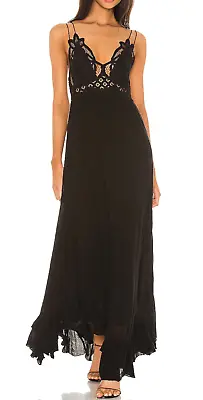 Free People Dress Black Maxi Adella Lace Sexy Slip Sz S NEW NWT N158 • $51.20