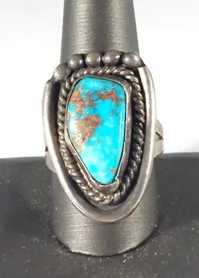 Native American Occluded Turquoise Silver Ring Size 12 • $89