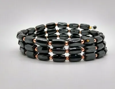 Therapeutic Hematite Magnetic & Copper Bead Wrap Bracelet; Handmade 24  • $15.47