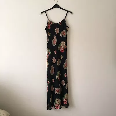 OASIS Maxi Polyester Lined Dress Black Mix Size Small • £10