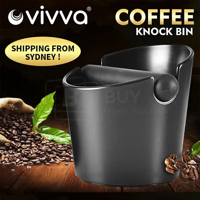 $14.58 • Buy Coffee Waste Container Espresso Grinds Knock Box Tamper Tube Bin Bucket Brush