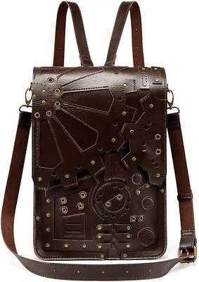 Leather Steampunk Messenger Bag Retro Satchel For Women Gothic Costume Accessor • $63.99