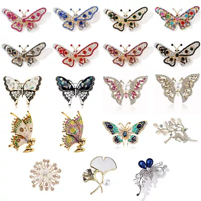 Fashion Rhinestone Butterfly Brooches For Women Men Party Jewelry Accessories-wq • £4.40