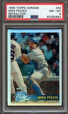 1996 Topps Chrome Refractor #93 Mike Piazza Psa 8 Dodgers Hof • $74.80