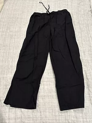 H&M Wide Leg Drawstring Linen Cotton Blend Summer Pants Small Black • $15