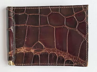 Vintage Genuine Alligator Folding Wallet/Billfold-Dark Brown-Made In New Orleans • $45