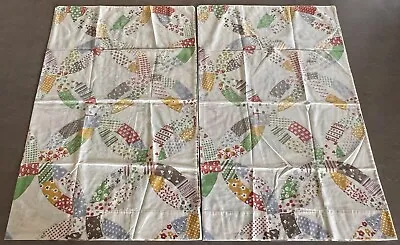 Vintage Sears Perma-Prest Quilt Double Wedding Ring Print Queen Pillowcases PAIR • $15