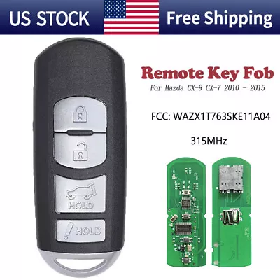 Keyless Smart Car Key Prox For 2010-2015 Mazda CX-7 CX-9 WAZX1T763SKE11A04 Hatch • $64.99