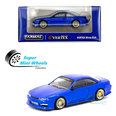 Tarmac Works 1:64 VERTEX Nissan Silvia S14 Blue Metallic - GLOBAL64 • $13.99