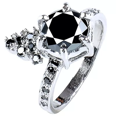 Spectacular Round Cut Anniversary Ring Crafted 1.91 Ct Black Moissanite Diamond • $0.99