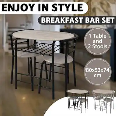 $175.99 • Buy VidaXL Breakfast Bar Set MDF Iron Dining Table Chairs Kitchen Silver/Black