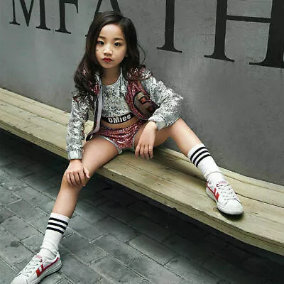 £14.65 • Buy Kids Modern Street Dance Wear Sequins Costume Girls Hip Hop Performance Clothes