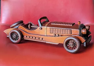 Vintage Dark Wood Decor 15 ½  Replica Model Car  1931 Mercedes SSKL  AS IS • $15