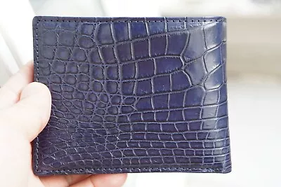 Blue Genuine Crocodile Belly -  Alligator Skin Leather Men's Bifold Wallets #N37 • $58