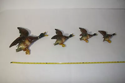 Vintage Chaulkware 4pc Mallard Ducks Flying Wall Hanging Set • $25
