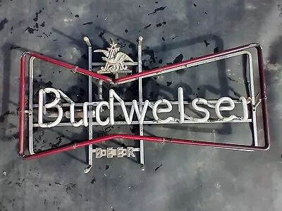 BUDWEISER Bow Tie Neon Sign VINTAGE DAMAGED For Parts Not Working • $275