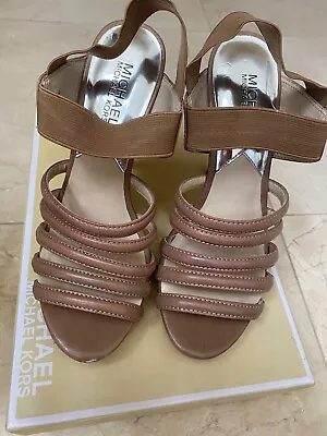 Michael Kors Tonne Sandal In Taupe Glazed Leather Women's US Size 6.5M • $60