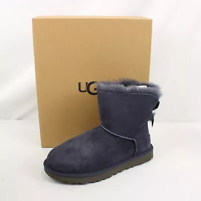 UGG Mini Bailey Bow II Satin Boots In Blue (1016501) - Women's Size US 8 • $36