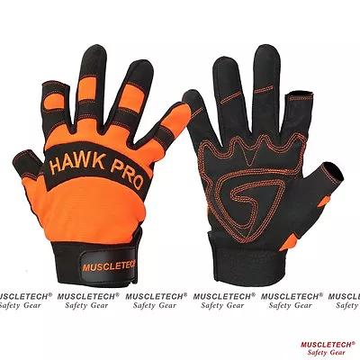 Semi Finger Less Safety Work Gloves Rigger Work Gloves Leather Mechanic Gloves  • $16.99