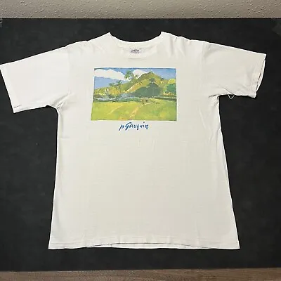 Vintage PAUL GAUGUIN Shirt Tahiti Mountain Monet Picasso Van Gogh 1980s USA MOMA • $120