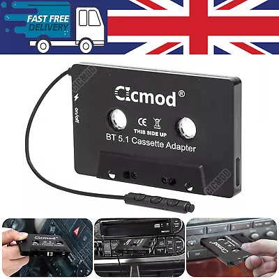 Wireless Bluetooth 5.1 Car Audio Cassette Tape Adapter For IPhone IPod Android • £10.99