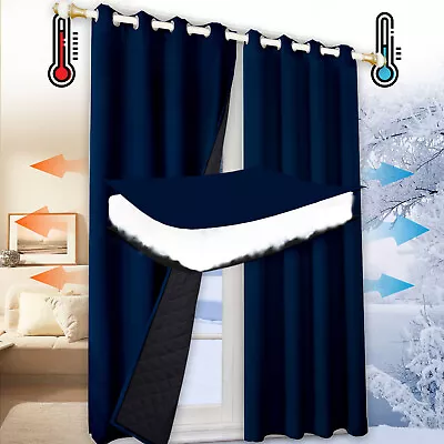 100% Blackout Curtains Quilted Heavy Duty Thermal Insulated Curtains 1/2Panels • £21.23