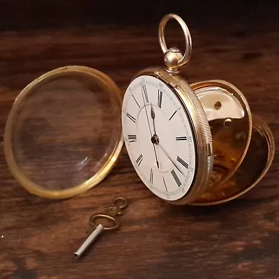 J.W. Benson 18ct Gold Pocket Watch With Original Key Circa 1890 Engraved 1912 • £3000