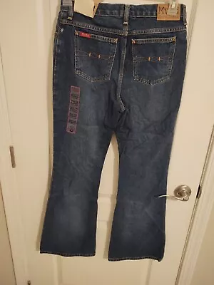 VTG 90s Y2k MUDD Flared Jeans Bell Bottoms 100% Cotton Heavy Blue Denim Size 16 • $70